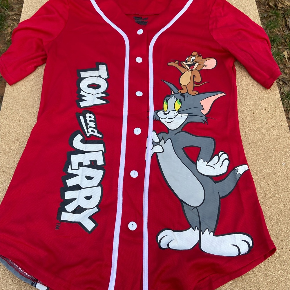 Tom and Jerry Women's Red Jersey Top